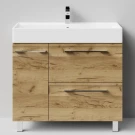 Тумба Мальта 90 напольный, ящики и дверь, Дуб Тортуга ПВХ 2357-43, левый Vodok с раковиной в комплекте Тумба Мальта 90 напольный, ящики и дверь, Дуб Тортуга ПВХ 2357-43, левый Vodok с раковиной в комплекте