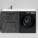 Тумба Смайл 130 напольный, под стиральную машину, левая, Мрамор Графит софт тач ПВХ 4044-3 Vodok с раковиной в комплекте Тумба Смайл 130 напольный, под стиральную машину, левая, Мрамор Графит софт тач ПВХ 4044-3 Vodok с раковиной в комплекте