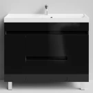 Тумба Бест 100 (2 ящика, 2 двери) напольный, черный глянец Vodok с раковиной в комплекте Тумба Бест 100 (2 ящика, 2 двери) напольный, черный глянец Vodok с раковиной в комплекте