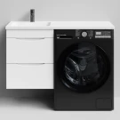 Тумба Смайл 110 подвесной, под стиральную машину, левая, белый глянец Vodok с раковиной в комплекте Тумба Смайл 110 подвесной, под стиральную машину, левая, белый глянец Vodok с раковиной в комплекте