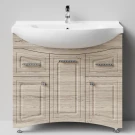 Тумба Адам 90 напольный, Дубослив ореховый светлый ПВХ 3445, левый Vodok с раковиной в комплекте Тумба Адам 90 напольный, Дубослив ореховый светлый ПВХ 3445, левый Vodok с раковиной в комплекте