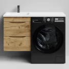 Тумба Смайл 110 подвесной, под стиральную машину, левая, Дуб Тортуга ПВХ 2357-43 Vodok с раковиной в комплекте Тумба Смайл 110 подвесной, под стиральную машину, левая, Дуб Тортуга ПВХ 2357-43 Vodok с раковиной в комплекте