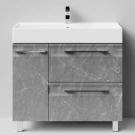 Тумба Мальта 90 напольный, ящики и дверь, Мрамор Серый софт тач ПВХ 4044-1, левый Vodok с раковиной в комплекте Тумба Мальта 90 напольный, ящики и дверь, Мрамор Серый софт тач ПВХ 4044-1, левый Vodok с раковиной в комплекте
