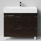 Тумба Мальта 90 напольный, ящики и дверь, Палисандр ПВХ 43101, левый Vodok с раковиной в комплекте Тумба Мальта 90 напольный, ящики и дверь, Палисандр ПВХ 43101, левый Vodok с раковиной в комплекте