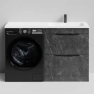 Тумба Смайл 130 напольный, под стиральную машину, правая, Мрамор Графит софт тач ПВХ 4044-3 Vodok с раковиной в комплекте Тумба Смайл 130 напольный, под стиральную машину, правая, Мрамор Графит софт тач ПВХ 4044-3 Vodok с раковиной в комплекте