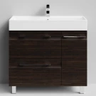 Тумба Мальта 90 напольный, ящики и дверь, Палисандр ПВХ 43101, правый Vodok с раковиной в комплекте Тумба Мальта 90 напольный, ящики и дверь, Палисандр ПВХ 43101, правый Vodok с раковиной в комплекте