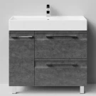 Тумба Мальта 90 напольный, ящики и дверь, Серый камень ПВХ 57806, левый Vodok с раковиной в комплекте Тумба Мальта 90 напольный, ящики и дверь, Серый камень ПВХ 57806, левый Vodok с раковиной в комплекте