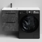 Тумба Смайл 110 подвесной, под стиральную машину, левая, Мрамор Графит софт тач ПВХ 4044-3 Vodok с раковиной в комплекте Тумба Смайл 110 подвесной, под стиральную машину, левая, Мрамор Графит софт тач ПВХ 4044-3 Vodok с раковиной в комплекте