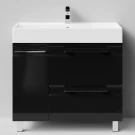 Тумба Мальта 90 напольный, ящики и дверь, черный глянец, левый Vodok с раковиной в комплекте Тумба Мальта 90 напольный, ящики и дверь, черный глянец, левый Vodok с раковиной в комплекте