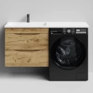 Тумба Смайл 130 подвесной, под стиральную машину, левая, Дуб Тортуга ПВХ 2357-43 Vodok с раковиной в комплекте Тумба Смайл 130 подвесной, под стиральную машину, левая, Дуб Тортуга ПВХ 2357-43 Vodok с раковиной в комплекте