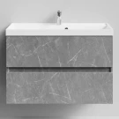 Тумба Бест 90 подвесной, Мрамор Серый софт тач ПВХ 4044-1 Vodok с раковиной в комплекте Тумба Бест 90 подвесной, Мрамор Серый софт тач ПВХ 4044-1 Vodok с раковиной в комплекте