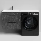 Тумба Смайл 130 подвесной, под стиральную машину, левая, Мрамор Графит софт тач ПВХ 4044-3 Vodok с раковиной в комплекте Тумба Смайл 130 подвесной, под стиральную машину, левая, Мрамор Графит софт тач ПВХ 4044-3 Vodok с раковиной в комплекте