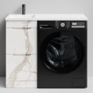 Тумба Смайл 100 напольный, под стиральную машину, левая, Мрамор Белый натур милк ПВХ 2537 Vodok с раковиной в комплекте Тумба Смайл 100 напольный, под стиральную машину, левая, Мрамор Белый натур милк ПВХ 2537 Vodok с раковиной в комплекте