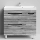 Тумба Лайт 90 напольный, Лиственница структурная контрастно-серая ПВХ 64202, 2 ящика, 1 дверь справа Vodok с раковиной в комплекте Тумба Лайт 90 напольный, Лиственница структурная контрастно-серая ПВХ 64202, 2 ящика, 1 дверь справа Vodok с раковиной в комплекте
