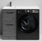 Тумба Смайл 100 напольный, под стиральную машину, левая, Серый камень ПВХ 57806 Vodok с раковиной в комплекте Тумба Смайл 100 напольный, под стиральную машину, левая, Серый камень ПВХ 57806 Vodok с раковиной в комплекте