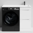 Тумба Смайл 100 напольный, под стиральную машину, правая, белый глянец Vodok с раковиной в комплекте Тумба Смайл 100 напольный, под стиральную машину, правая, белый глянец Vodok с раковиной в комплекте