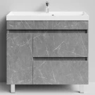 Тумба Бест 90 левая дверь, напольный, Мрамор Серый софт тач ПВХ 4044-1 Vodok с раковиной в комплекте Тумба Бест 90 левая дверь, напольный, Мрамор Серый софт тач ПВХ 4044-1 Vodok с раковиной в комплекте