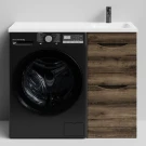 Тумба Смайл 100 напольный, под стиральную машину, правая, Дуб крымский коричневый ПВХ 131005-9005 Vodok с раковиной в комплекте Тумба Смайл 100 напольный, под стиральную машину, правая, Дуб крымский коричневый ПВХ 131005-9005 Vodok с раковиной в комплекте