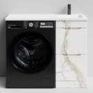 Тумба Смайл 100 напольный, под стиральную машину, правая, Мрамор Белый натур милк ПВХ 2537 Vodok с раковиной в комплекте Тумба Смайл 100 напольный, под стиральную машину, правая, Мрамор Белый натур милк ПВХ 2537 Vodok с раковиной в комплекте