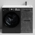 Тумба Смайл 100 напольный, под стиральную машину, правая, Мрамор Графит софт тач ПВХ 4044-3 Vodok с раковиной в комплекте Тумба Смайл 100 напольный, под стиральную машину, правая, Мрамор Графит софт тач ПВХ 4044-3 Vodok с раковиной в комплекте