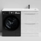 Тумба Смайл 120 напольный, под стиральную машину, правая, Белый камень ПВХ 57805 Vodok с раковиной в комплекте Тумба Смайл 120 напольный, под стиральную машину, правая, Белый камень ПВХ 57805 Vodok с раковиной в комплекте