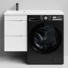 Тумба Смайл 100 подвесной, под стиральную машину, левая, белый глянец Vodok с раковиной в комплекте Тумба Смайл 100 подвесной, под стиральную машину, левая, белый глянец Vodok с раковиной в комплекте