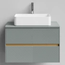 Тумба Аурум 80, пример RAL 7005 Мышино-серый, матовая, 2 ящика, подвесной Vodok с раковиной в комплекте Тумба Аурум 80, пример RAL 7005 Мышино-серый, матовая, 2 ящика, подвесной Vodok с раковиной в комплекте