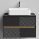 Тумба Аурум 80, пример RAL 9005 Чёрный янтарь, матовая, 2 ящика, подвесной Vodok с раковиной в комплекте Тумба Аурум 80, пример RAL 9005 Чёрный янтарь, матовая, 2 ящика, подвесной Vodok с раковиной в комплекте