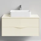 Тумба Липс 100, пример RAL 1015 Светлая слоновая кость, матовая, 2 ящика, подвесной Vodok с раковиной в комплекте Тумба Липс 100, пример RAL 1015 Светлая слоновая кость, матовая, 2 ящика, подвесной Vodok с раковиной в комплекте