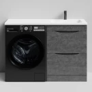 Тумба Смайл 120 напольный, под стиральную машину, правая, Серый камень ПВХ 57806 Vodok с раковиной в комплекте Тумба Смайл 120 напольный, под стиральную машину, правая, Серый камень ПВХ 57806 Vodok с раковиной в комплекте