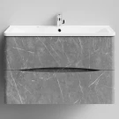 Тумба Адель 90 подвесной, Мрамор Серый софт тач ПВХ 4044-1 Vodok с раковиной в комплекте Тумба Адель 90 подвесной, Мрамор Серый софт тач ПВХ 4044-1 Vodok с раковиной в комплекте