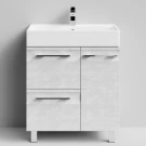 Тумба Мальта 70 напольный, ящики и дверь, Белый камень ПВХ 57805, правый Vodok с раковиной в комплекте Тумба Мальта 70 напольный, ящики и дверь, Белый камень ПВХ 57805, правый Vodok с раковиной в комплекте