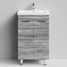 Тумба Смайл 50 напольный, Лиственница структурная контрастно-серая ПВХ 64202 Vodok с раковиной в комплекте Тумба Смайл 50 напольный, Лиственница структурная контрастно-серая ПВХ 64202 Vodok с раковиной в комплекте