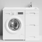 Тумба Айрис 100 напольный, под стиральную машину, правая, белый Vodok с раковиной в комплекте Тумба Айрис 100 напольный, под стиральную машину, правая, белый Vodok с раковиной в комплекте