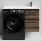 Тумба Смайл 100 подвесной, под стиральную машину, правая, Дуб крымский коричневый ПВХ 131005-9005 Vodok с раковиной в комплекте Тумба Смайл 100 подвесной, под стиральную машину, правая, Дуб крымский коричневый ПВХ 131005-9005 Vodok с раковиной в комплекте