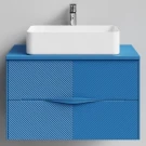 Тумба Липс 80, пример RAL 5019 Капри синий, матовая, 2 ящика, подвесной Vodok с раковиной в комплекте Тумба Липс 80, пример RAL 5019 Капри синий, матовая, 2 ящика, подвесной Vodok с раковиной в комплекте
