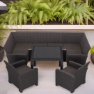 Комплект садовой мебели под ротанг Калифорния “California“с П- образный диваном 136х264х136 см 6 мест, 2 кресла, с подушками со столом 95х95 см Комплект садовой мебели под ротанг Калифорния “California“с П- образный диваном 136х264х136 см 6 мест, 2 кресла, с подушками со столом 95х95 см