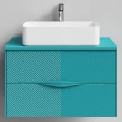 Тумба Липс 80, пример RAL 5021 Водная синь, матовая, 2 ящика, подвесной Vodok с раковиной в комплекте Тумба Липс 80, пример RAL 5021 Водная синь, матовая, 2 ящика, подвесной Vodok с раковиной в комплекте