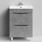 Тумба Адель 60 напольный, Мрамор Серый софт тач ПВХ 4044-1 Vodok с раковиной в комплекте Тумба Адель 60 напольный, Мрамор Серый софт тач ПВХ 4044-1 Vodok с раковиной в комплекте