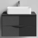 Тумба Липс 80, пример RAL 9005 Чёрный янтарь, матовая, 2 ящика, подвесной Vodok с раковиной в комплекте Тумба Липс 80, пример RAL 9005 Чёрный янтарь, матовая, 2 ящика, подвесной Vodok с раковиной в комплекте