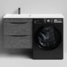 Тумба Смайл 120 подвесной, под стиральную машину, левая, Серый камень ПВХ 57806 Vodok с раковиной в комплекте Тумба Смайл 120 подвесной, под стиральную машину, левая, Серый камень ПВХ 57806 Vodok с раковиной в комплекте