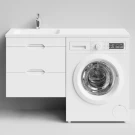 Тумба Айрис 120 подвесной, под стиральную машину, левая, белый Vodok с раковиной в комплекте Тумба Айрис 120 подвесной, под стиральную машину, левая, белый Vodok с раковиной в комплекте