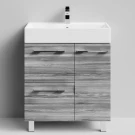 Тумба Мальта 70 напольный, ящики и дверь, Лиственница структурная контрастно-серая ПВХ 64202, правый Vodok с раковиной в комплекте Тумба Мальта 70 напольный, ящики и дверь, Лиственница структурная контрастно-серая ПВХ 64202, правый Vodok с раковиной в комплекте