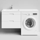 Тумба Айрис 130 подвесной, под стиральную машину, левая, белый Vodok с раковиной в комплекте Тумба Айрис 130 подвесной, под стиральную машину, левая, белый Vodok с раковиной в комплекте
