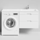 Тумба Айрис 130 подвесной, под стиральную машину, правая, белый Vodok с раковиной в комплекте Тумба Айрис 130 подвесной, под стиральную машину, правая, белый Vodok с раковиной в комплекте