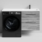 Тумба Смайл 120 подвесной, под стиральную машину, правая, Лиственница структурная контрастно-серая ПВХ 64202 Vodok с раковиной в комплекте Тумба Смайл 120 подвесной, под стиральную машину, правая, Лиственница структурная контрастно-серая ПВХ 64202 Vodok с раковиной в комплекте