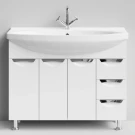 Тумба Лира 105 напольный, белый, бельевая корзина Vodok с раковиной в комплекте Тумба Лира 105 напольный, белый, бельевая корзина Vodok с раковиной в комплекте