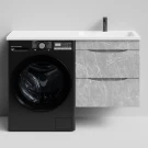 Тумба Смайл 120 подвесной, под стиральную машину, правая, Мрамор Белый софт тач 4044-2 Vodok с раковиной в комплекте Тумба Смайл 120 подвесной, под стиральную машину, правая, Мрамор Белый софт тач 4044-2 Vodok с раковиной в комплекте