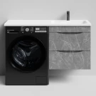 Тумба Смайл 120 подвесной, под стиральную машину, правая, Мрамор Серый софт тач ПВХ 4044-1 Vodok с раковиной в комплекте Тумба Смайл 120 подвесной, под стиральную машину, правая, Мрамор Серый софт тач ПВХ 4044-1 Vodok с раковиной в комплекте