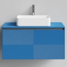 Тумба Соло 100, пример RAL 5019 Капри синий, матовая, 1 ящик, подвесной Vodok с раковиной в комплекте Тумба Соло 100, пример RAL 5019 Капри синий, матовая, 1 ящик, подвесной Vodok с раковиной в комплекте